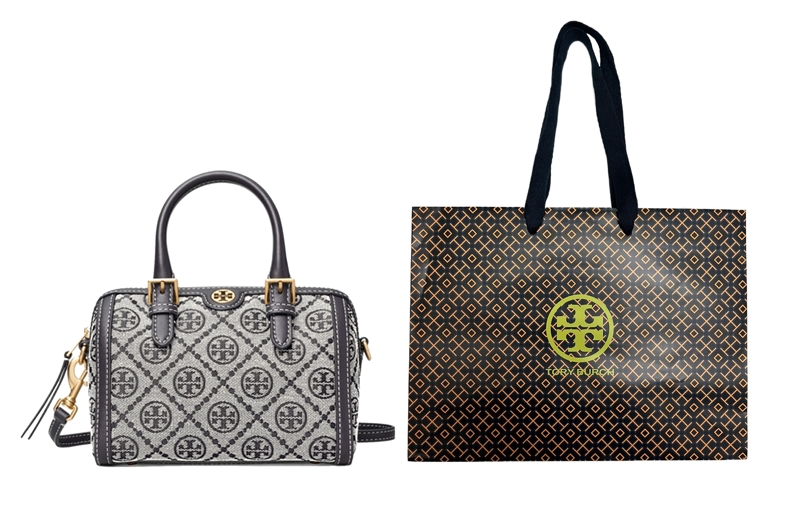 

TORY BURCH Сумка Boston, плечевая сумка, кросс-боди, мини-клатч T Monogram Fabric с кожей коровы, женская, морской синий