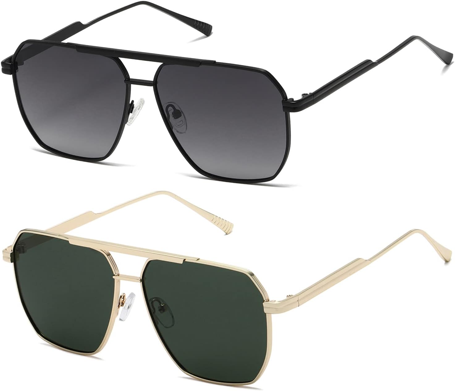 

Солнцезащитные очки Kimorn с поляризацией, женские и мужские, ретро, ​​большие, квадратные, винтажные, классические, большие, металлические, модель K1221, Black Gradient Grey&gold Green