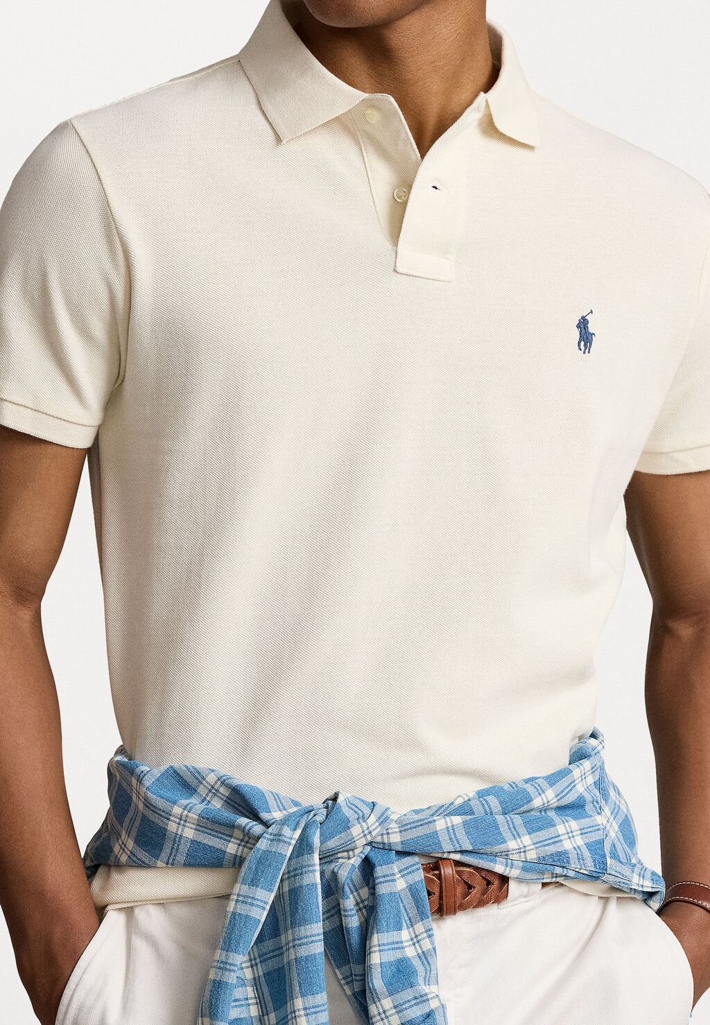 

Рубашка поло CUSTOM SLIM FIT MESH POLO SHIRT Ralph Lauren, кремовый