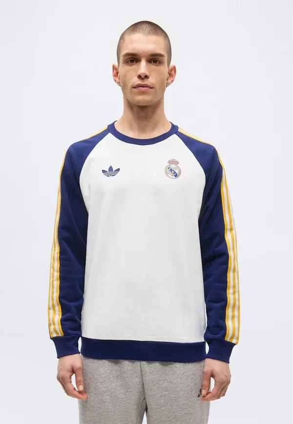 Толстовка Real Madrid Crew Club Wear Adidas Originals, белый/темно-синий