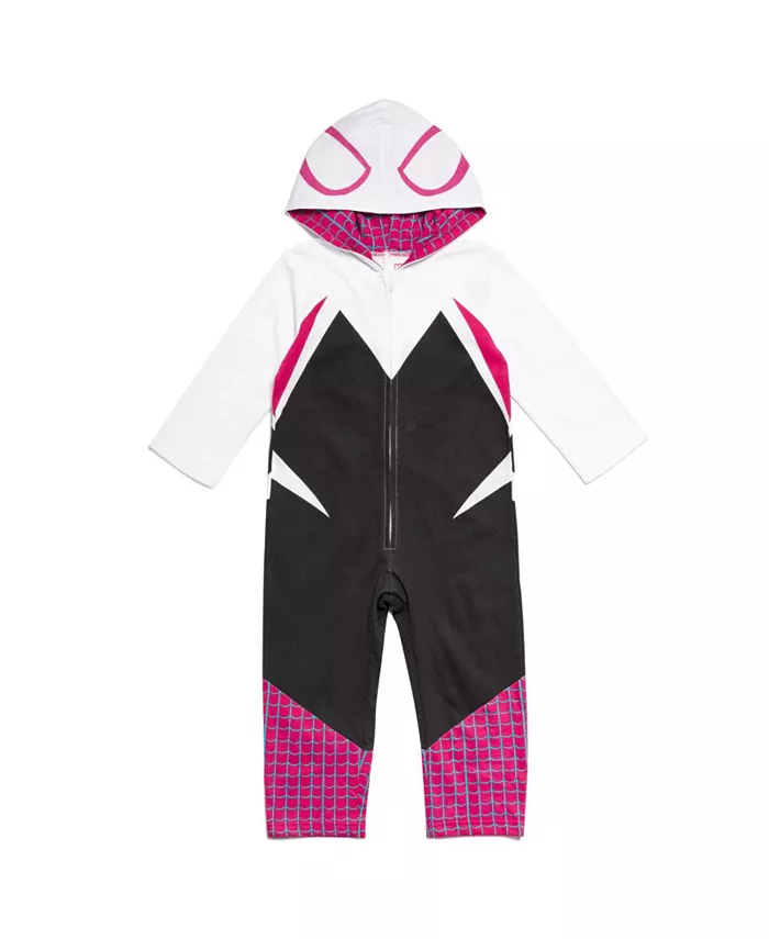 

Детский комбинезон Marvel Spider-Gwen Ghost Spider с молнией для девочек, новорожденные и старше Spider-Man, белый