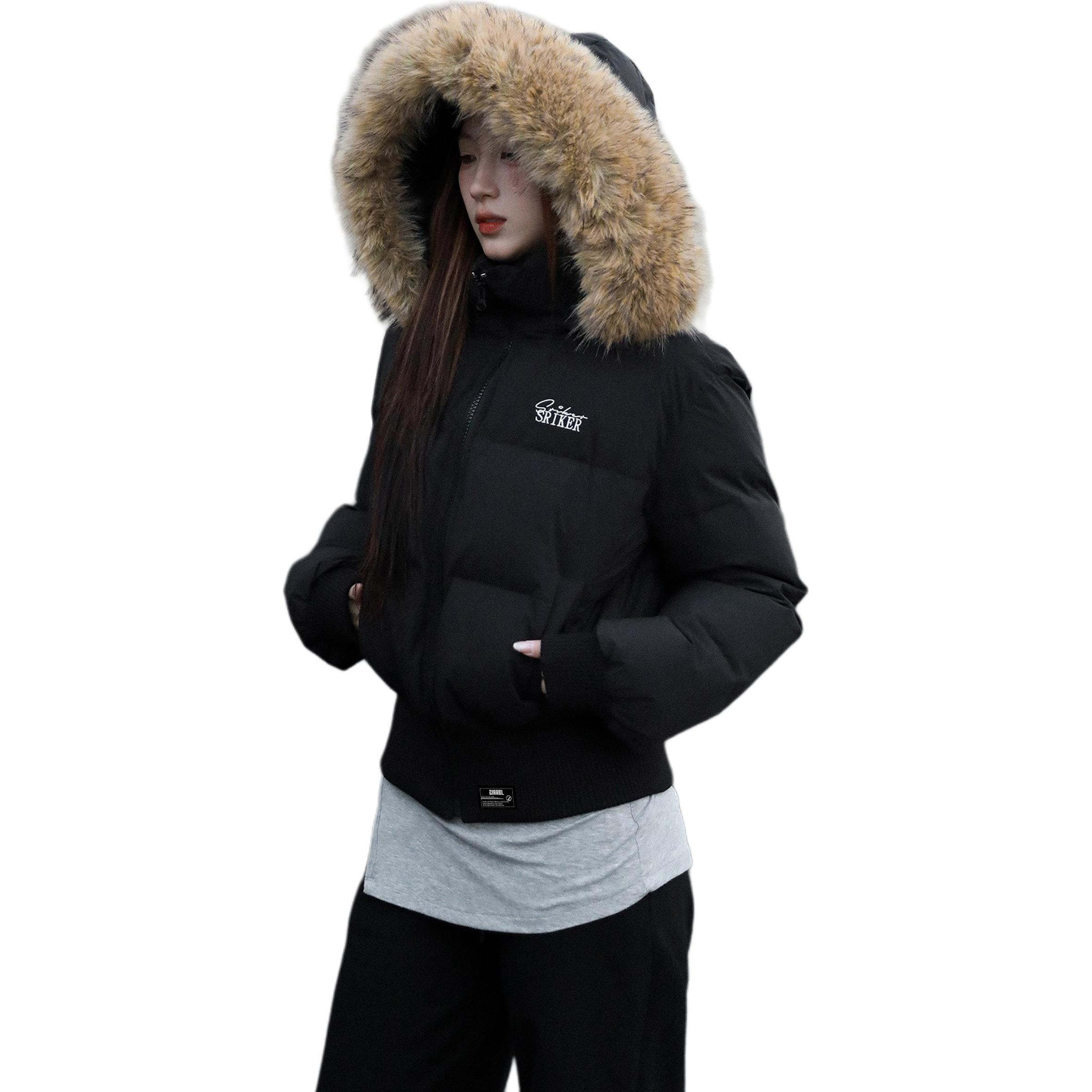 

ZIAREL Пуховик Unisex Black с отстегивающимся меховым воротником