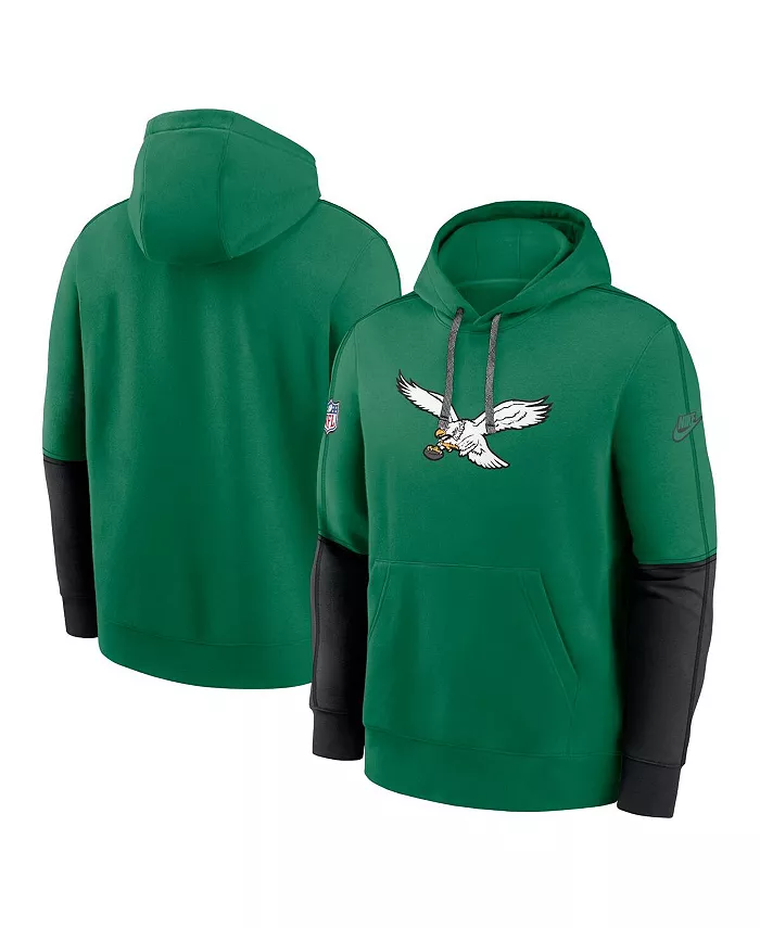 

Мужской трикотажный худи с капюшоном Kelly Green Philadelphia Eagles Throwback Logo Club Nike