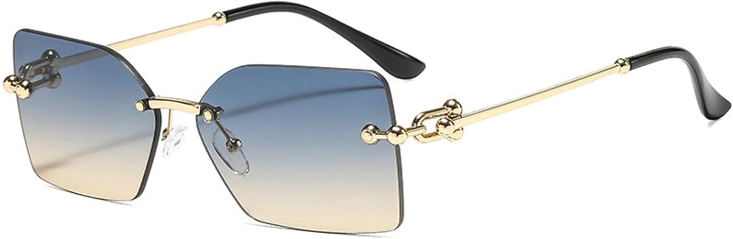 

Солнцезащитные очки без оправы прямоугольной формы для мужчин и женщин. Стильные солнцезащитные очки без оправы в винтажном стиле, квадратные, для летних путешествий willochra, C9