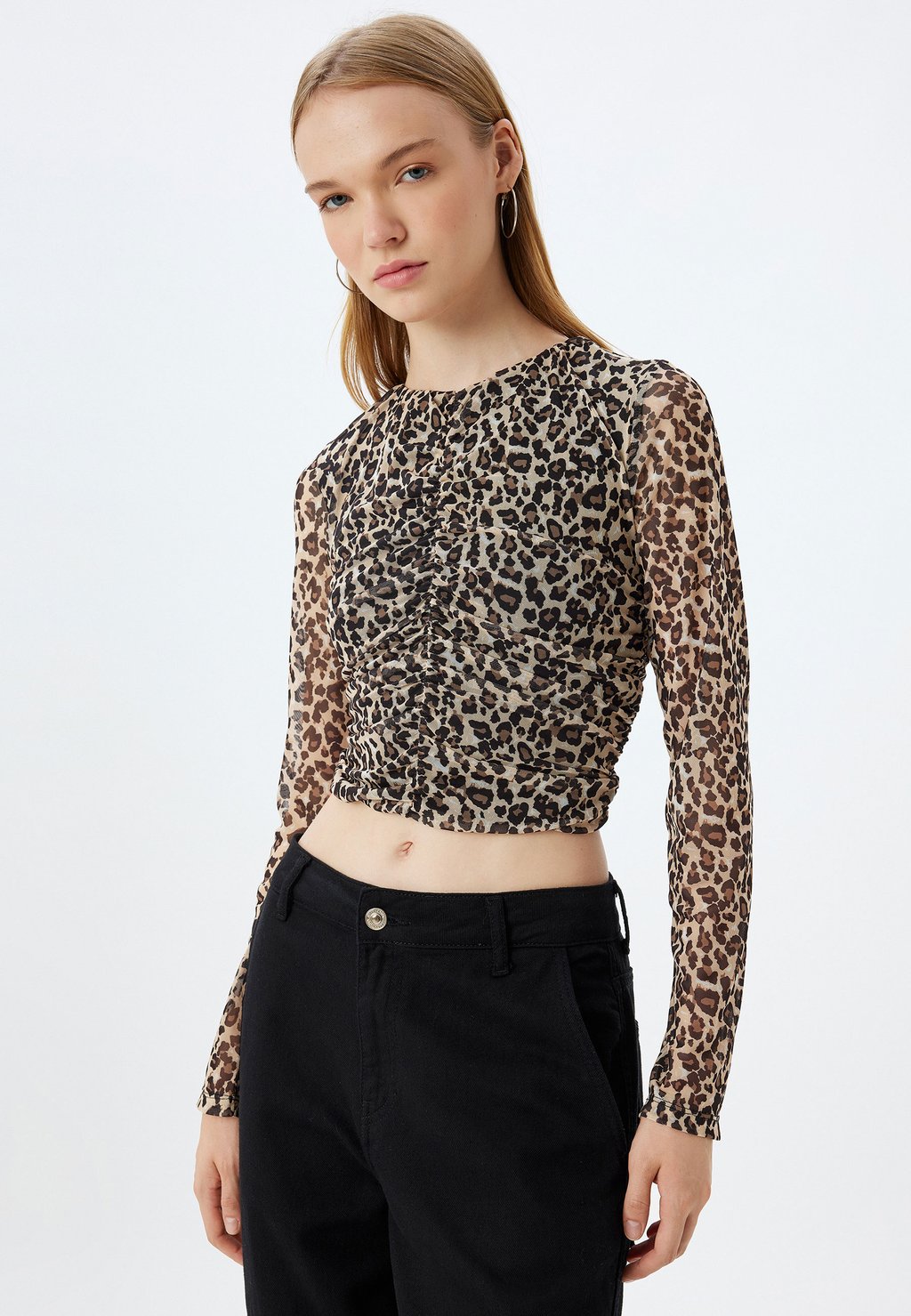 

Блуза LEOPARD CROP Koton, бежевый