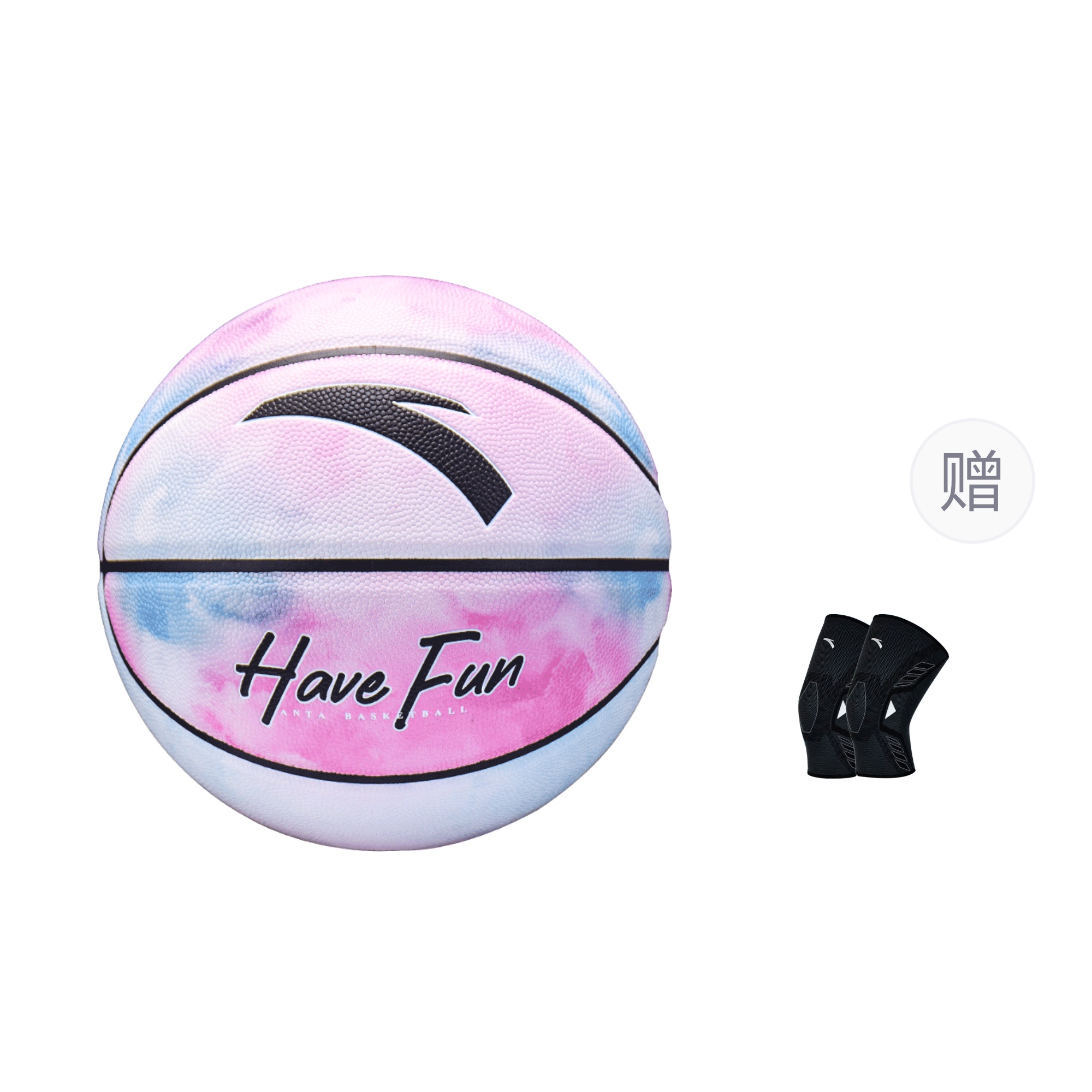 

ANTA Баскетбольный мяч PU Cuba с тай-даем в сине-розовых тонах, размер 7, для уличных тренировок и соревнований, унисекс