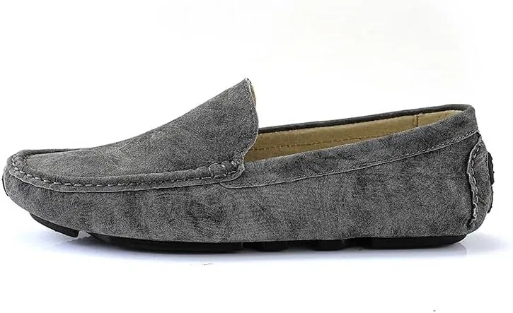 Мужские лоферы, кожаные, Anti-Slip, серый SayfuR — фото 3