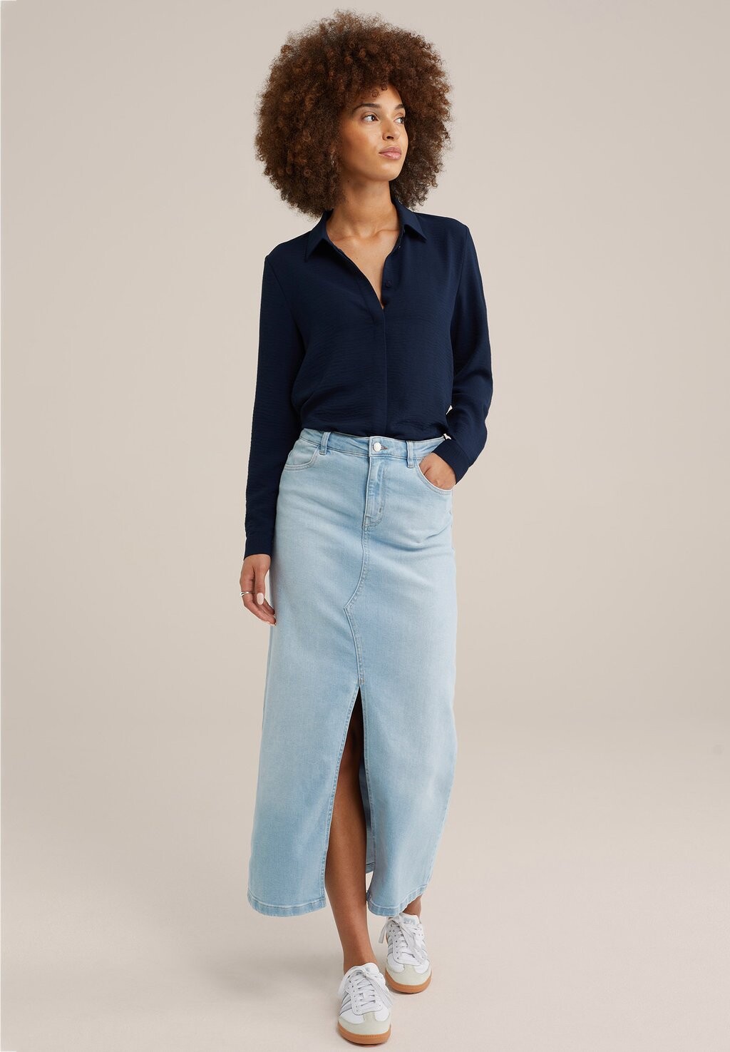 

Блузка на пуговицах WE Fashion, цвет Mottled Dark Blue
