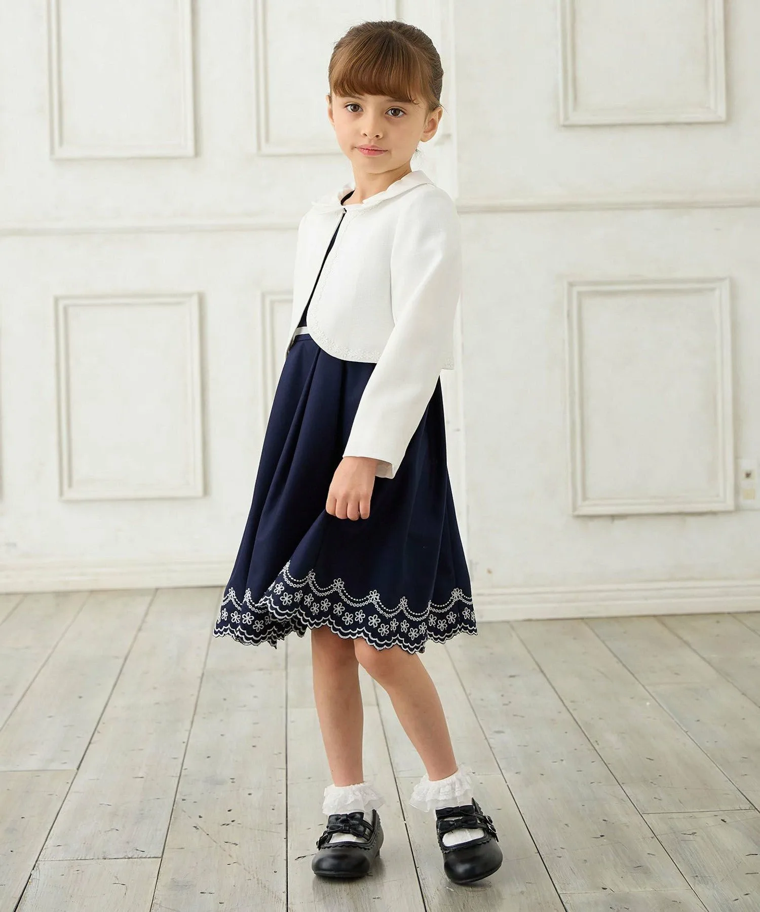 Куртка + Платье с вышитым подолом ANY KIDS, Navy [075] — фото 3