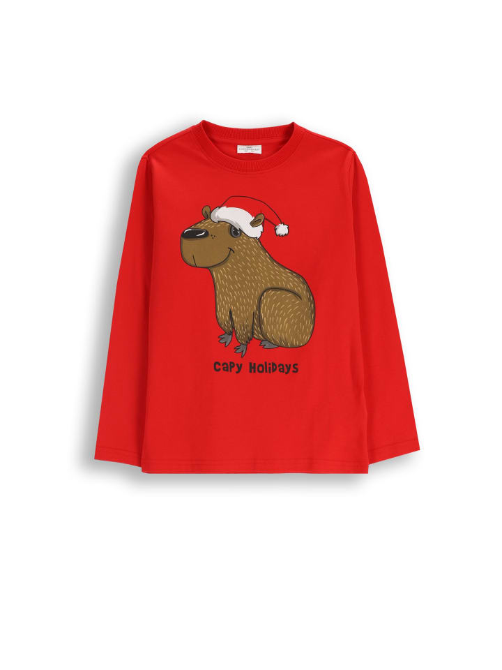

Хлопковая рубашка с длинными рукавами на Рождество красного цвета Coccodrillo
