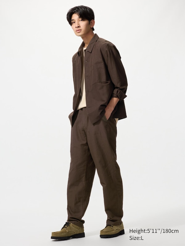 

Брюки relaxed из смеси льна Uniqlo, 38 dark brown