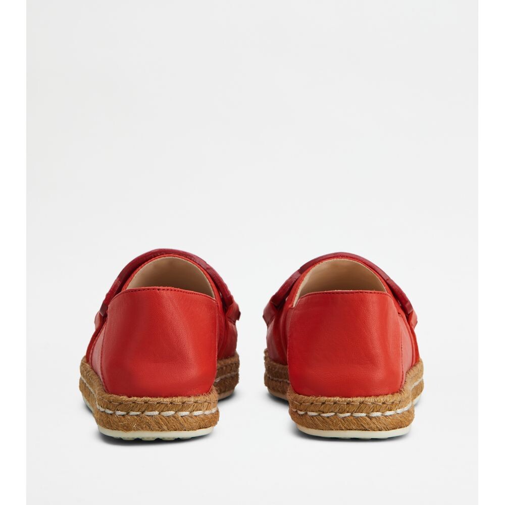 

Слипоны из кожи TOD's, красный