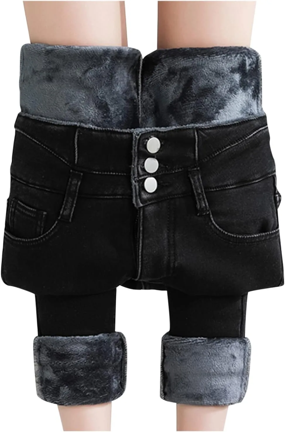 

Женские джинсы из флиса High Waisted, утепленные, Stretch Slim Fit