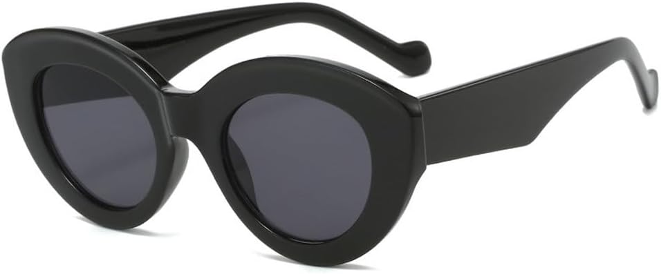 

Женские солнцезащитные очки «кошачий глаз» в оливково-зеленом цвете, ретро-очки с защитой от УФ-излучения UV400, мужские овальные солнцезащитные очки класса люкс TKKTLLT, Black Gray