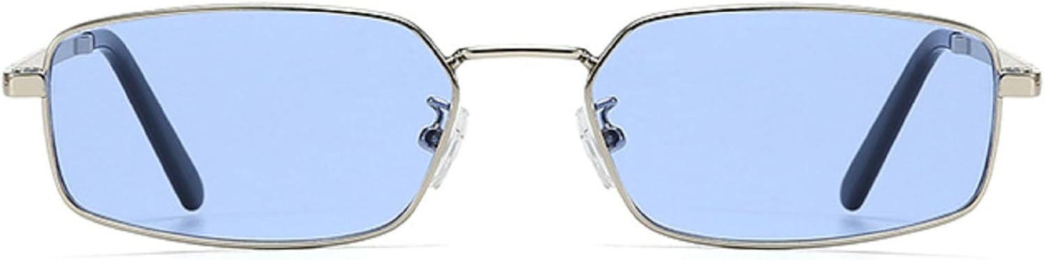 

Ретро-солнцезащитные очки в маленькой прямоугольной металлической оправе для женщин, модные сине-розовые линзы, защита от УФ-излучения UV400, мужские панк-солнцезащитные очки N45 mincl, Blue