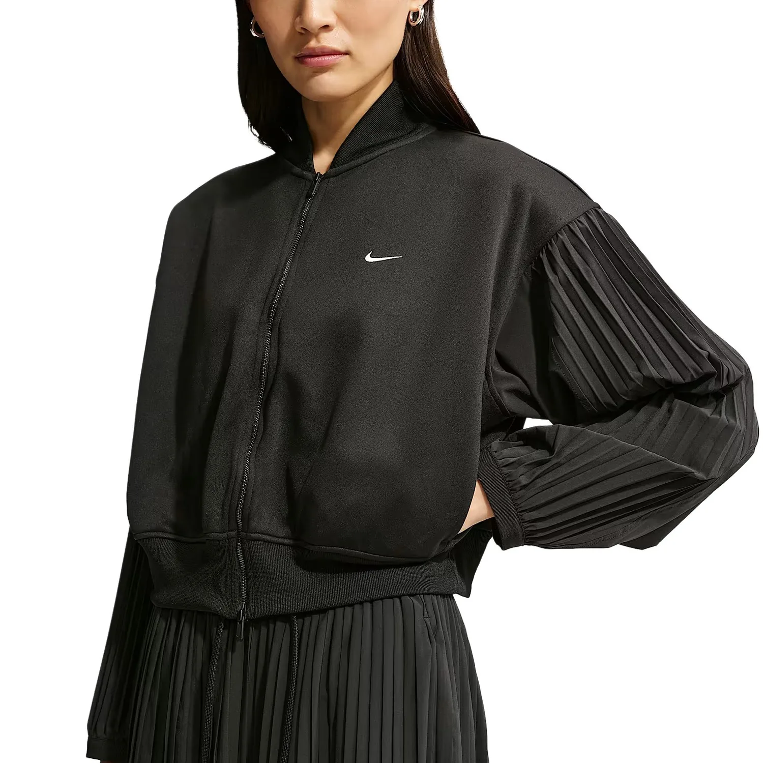 Nike Спортивная куртка женская черная/белая с воротником-стойкой — фото 3