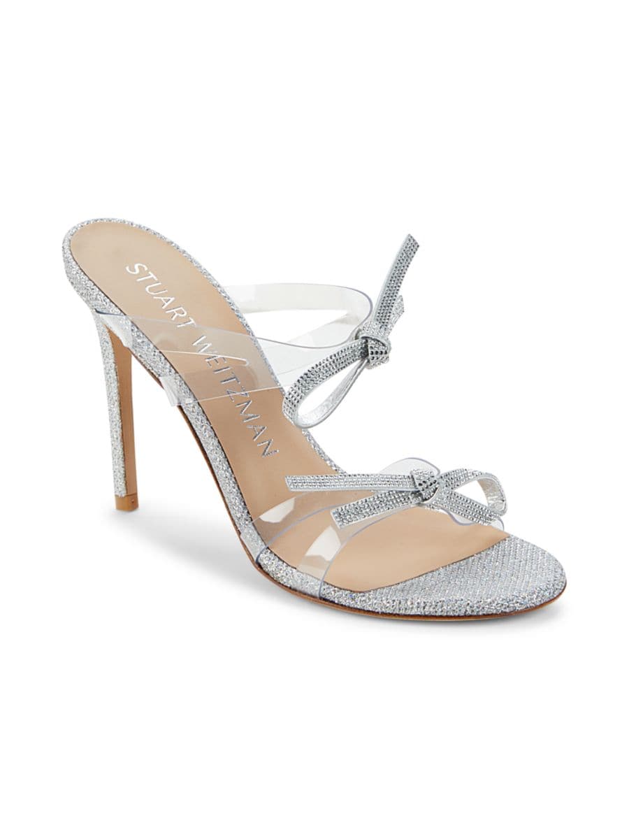 Сандалии с декоративными ремешками и завязками Stuart Weitzman, цвет Clear Crystal — фото 2