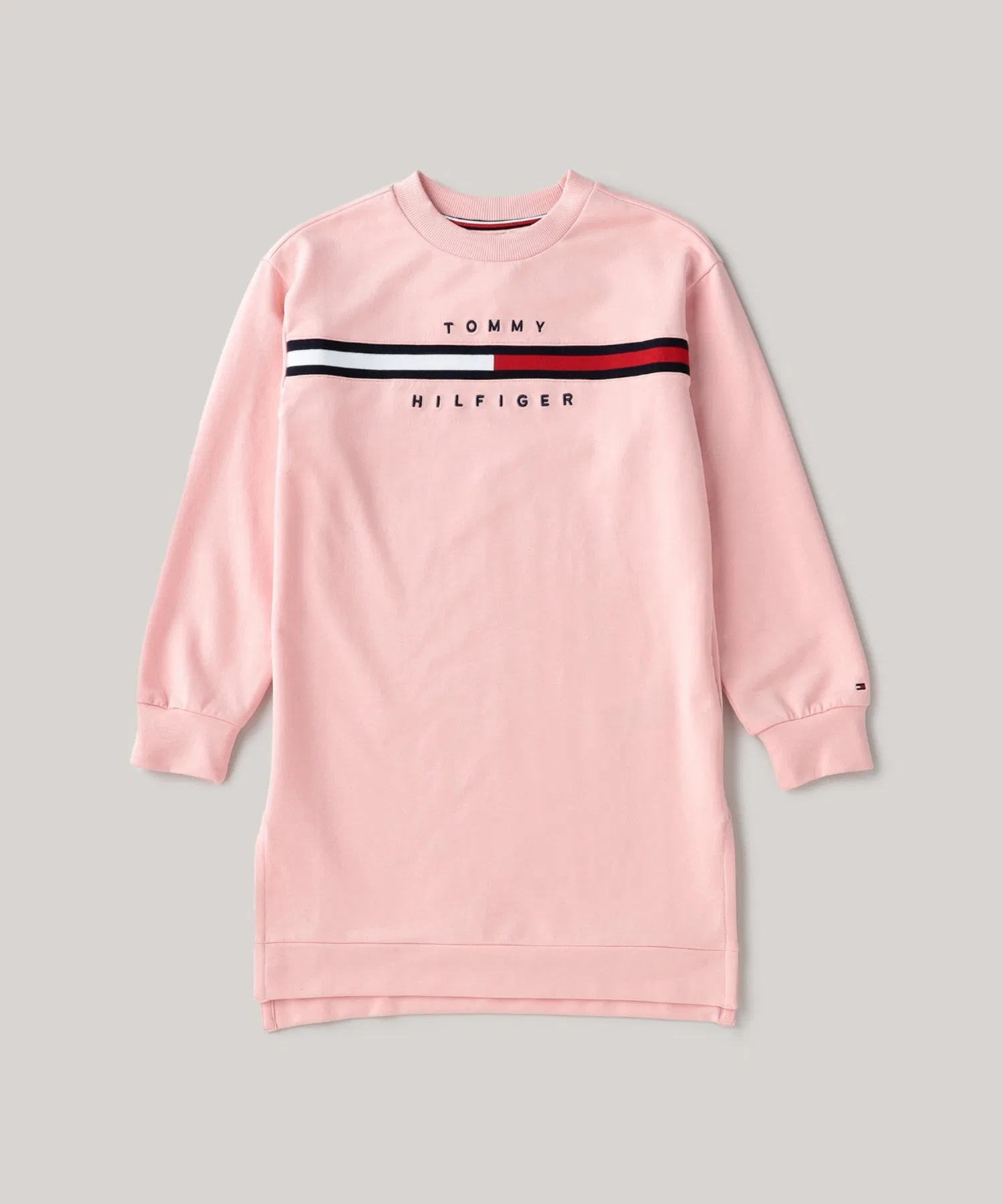 Детское розовое хлопковое платье с логотипом TOMMY HILFIGER