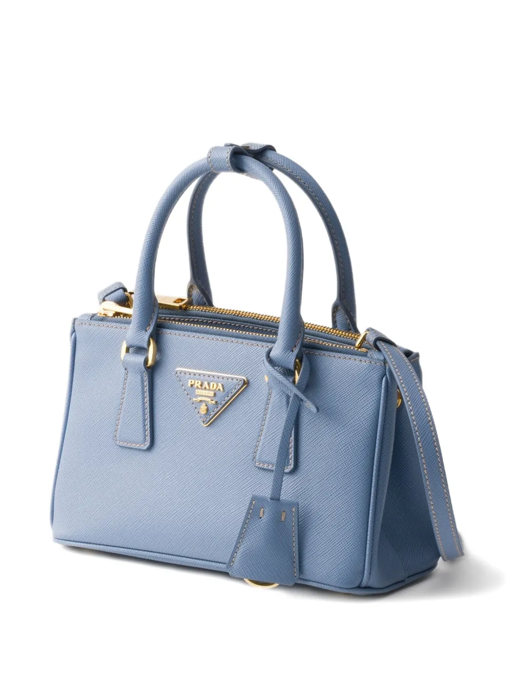 Мини-сумка-тоут Galleria из кожи Prada, синий — фото 3