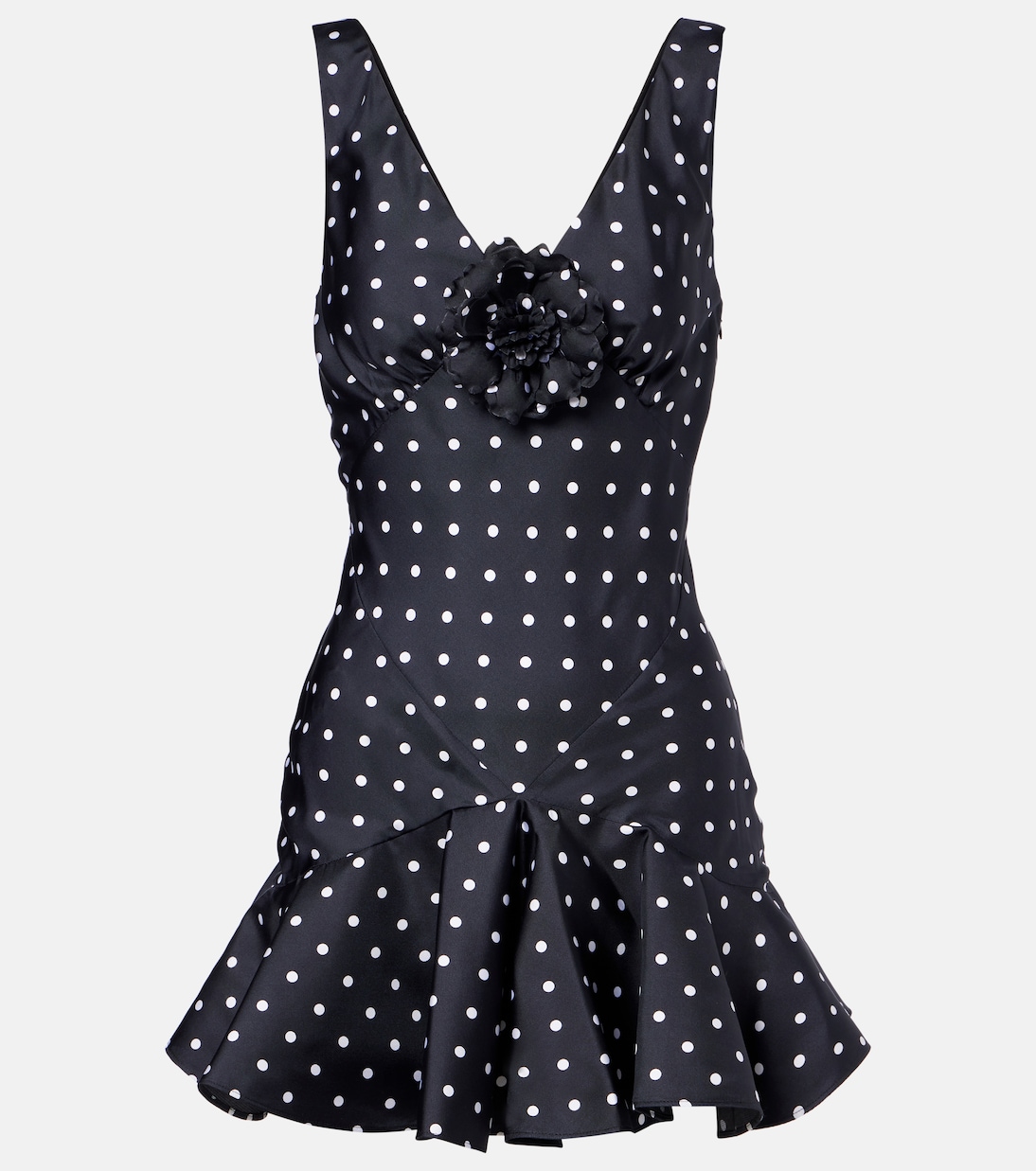 

Мини-платье из шелкового твила в горошек Rodarte, черный