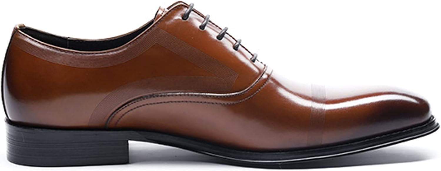 

Мужские кожаные свадебные формальные туфли на шнуровке из коровьей кожи, дрес-кэжуал оксфорды, деловые туфли с крыльями для выпускного или вечеринки, коричневые - US7.5/UK6.5/EU39 WKNBEU