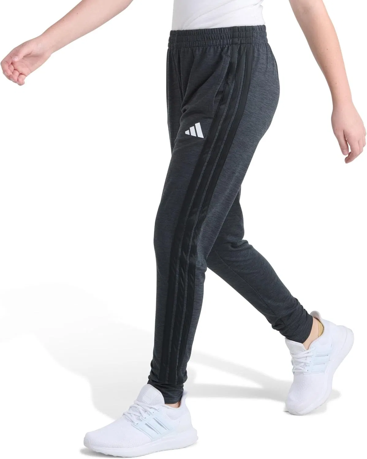 Детские спортивные брюки Adidas Melange с тремя полосками, Grey With Black Mélange — фото 3