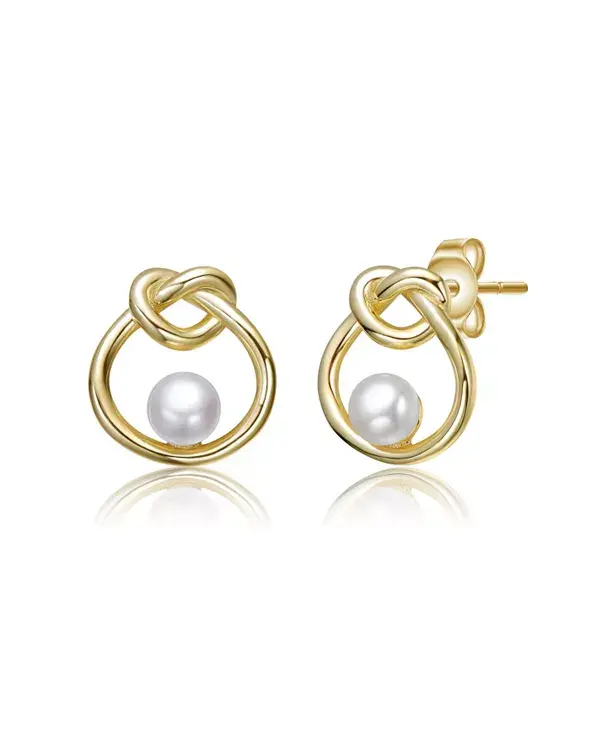 

Детские серьги-гвоздики с узелками из 14-каратного золота и белого жемчуга Gigigirl, gold