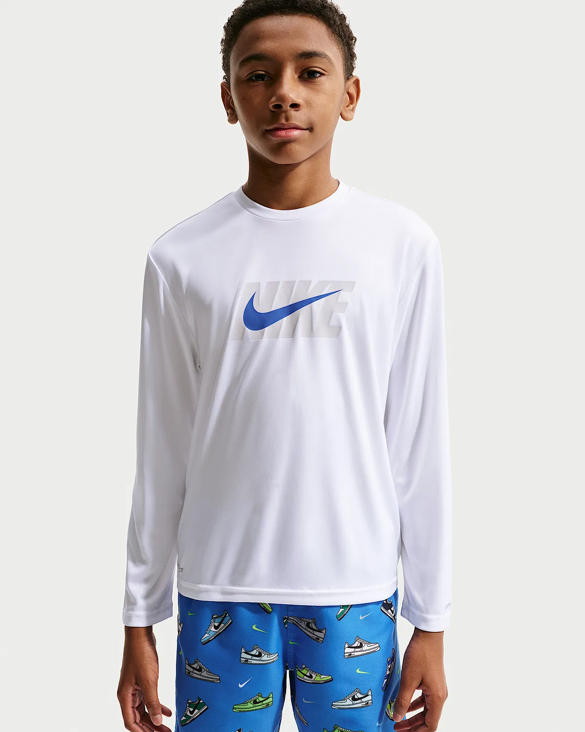 Детская (мальчиковая) длинная футболка Dri-FIT UV Nike Swim Hydroguard, White