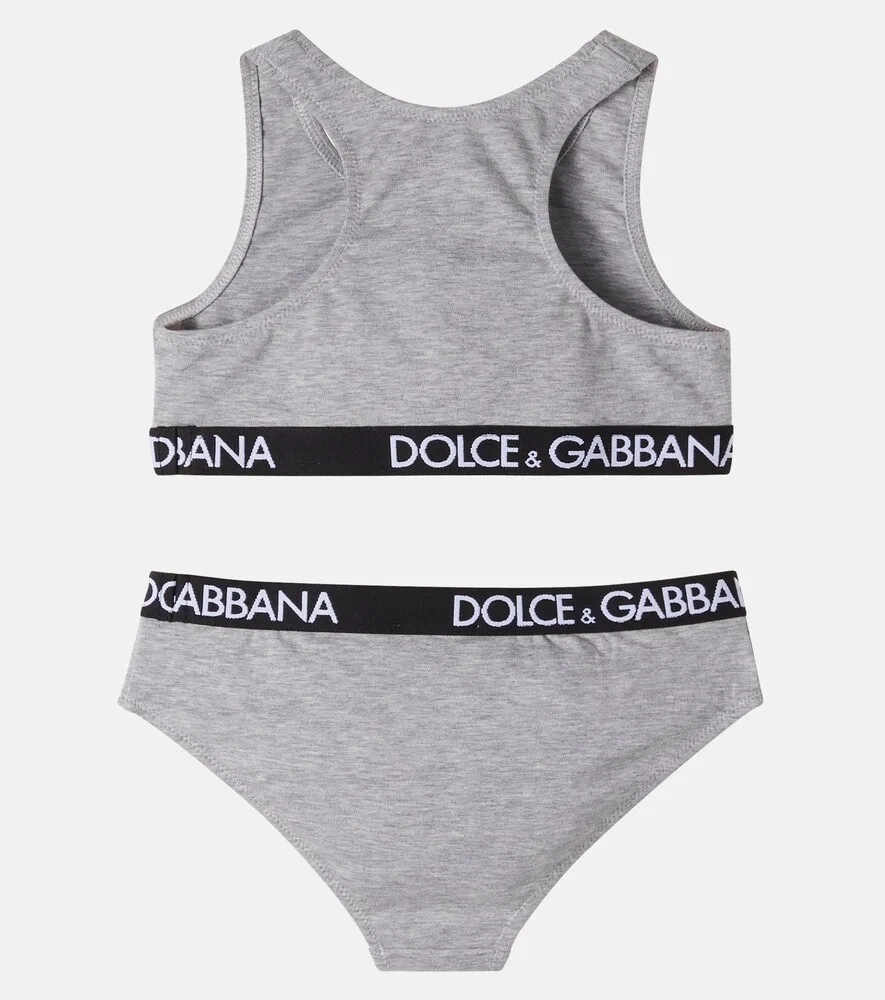 Комплект из топа и трусиков из смесового хлопка Dolce&Gabbana Kids, серый — фото 2