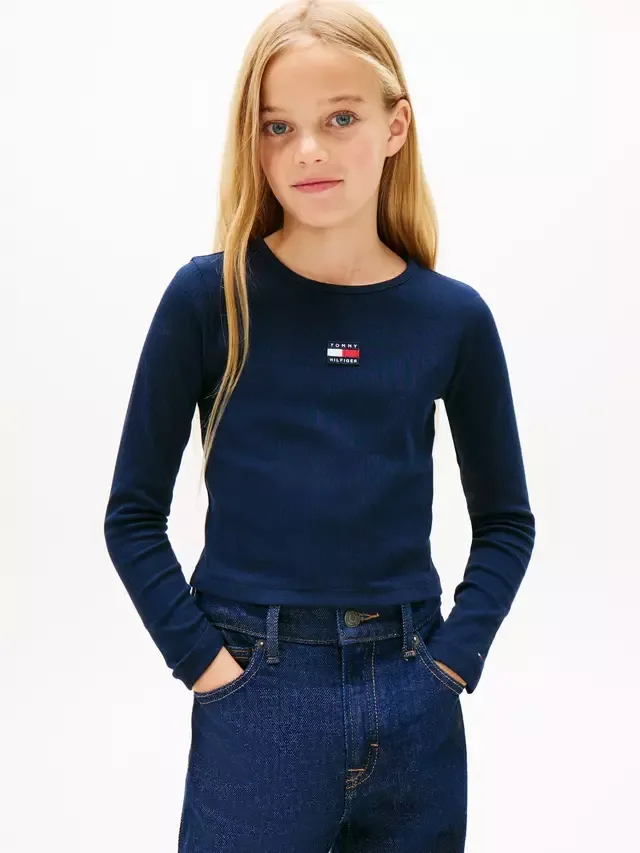 Детская футболка с длинными рукавами с изображением флага наследия Tommy Hilfiger, Dark Night Navy