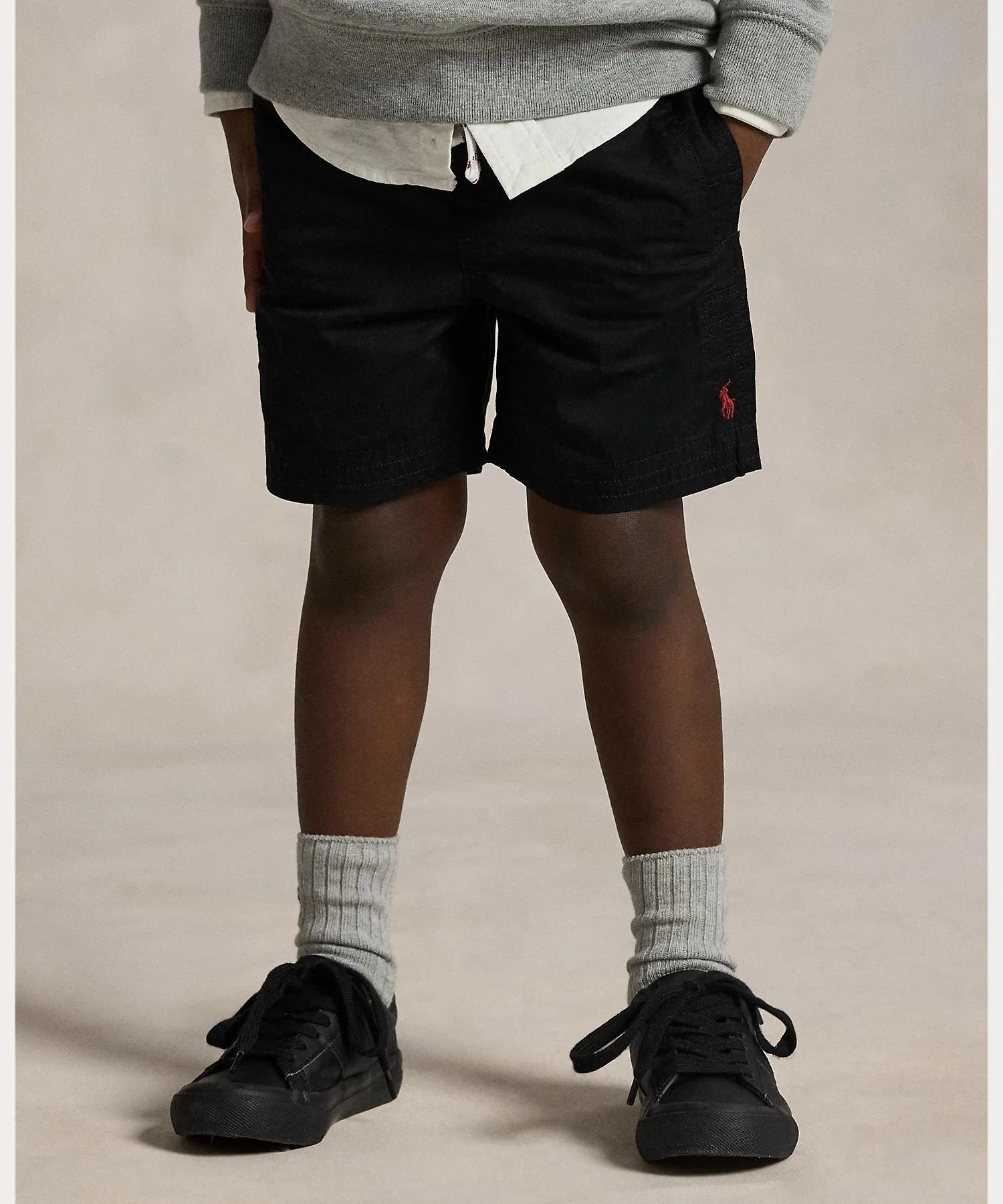 Детские хлопковые шорты POLO RALPH LAUREN CHILDRENSWEAR чёрные — фото 4