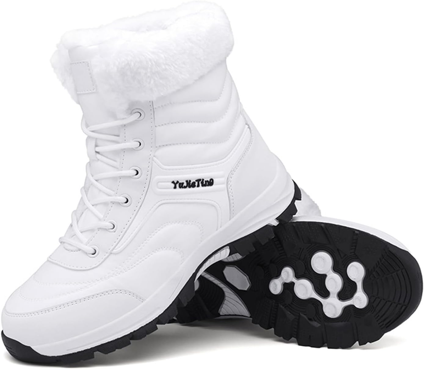 

Мужские зимние ботинки NVBUKE с водонепроницаемой ПУ-верхней частью, утепленные мехом, с шнуровкой, теплые, нескользящие, для работы, прогулок и походов, белый