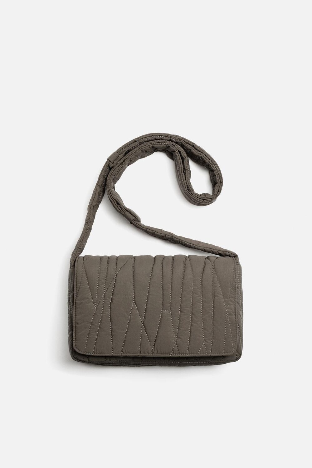 

Стеганая нейлоновая сумка через плечо ZARA, хаки зеленый