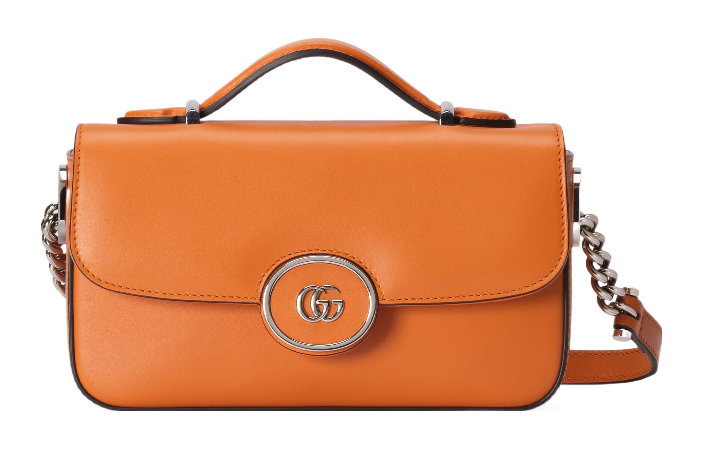 

Кожаная сумка, наплечная сумка, мини-кроссбоди женская orange GUCCI