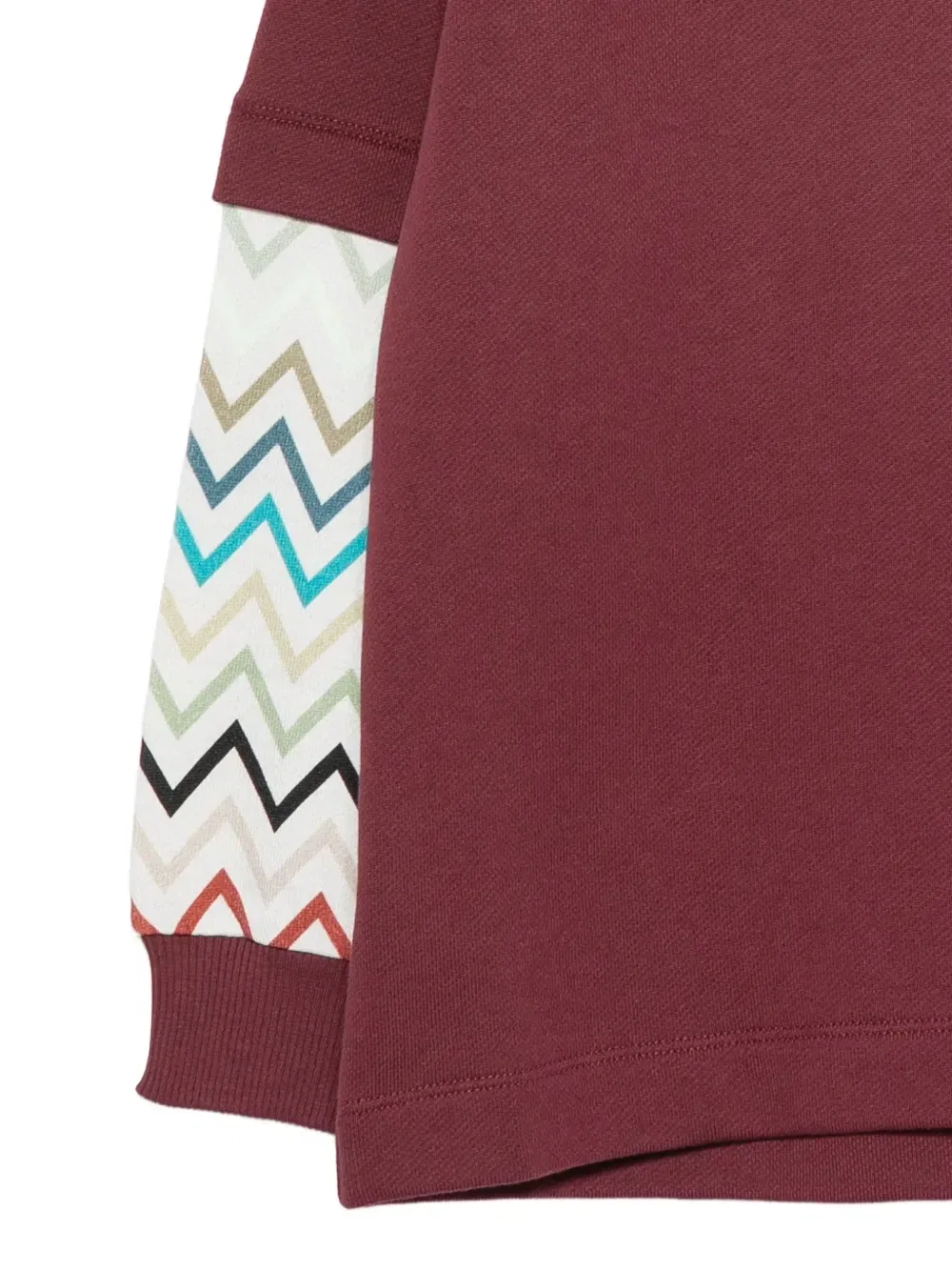 Хлопковый свитшот с вышитым логотипом и зигзагообразным узором Missoni Kids, красный — фото 3