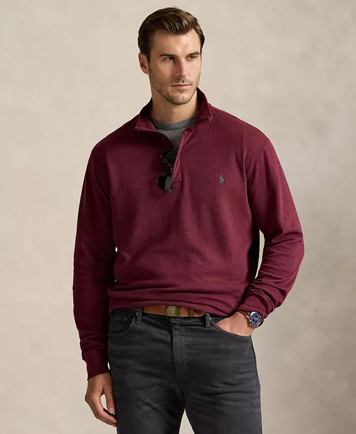 

Мужская толстовка Big & Tall Luxury Jersey с молнией на четверть Polo Ralph Lauren, красный