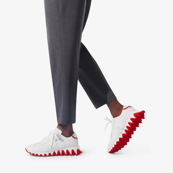 Кроссовки Loubishark из кожи и сетки Christian Louboutin, белый — фото 2