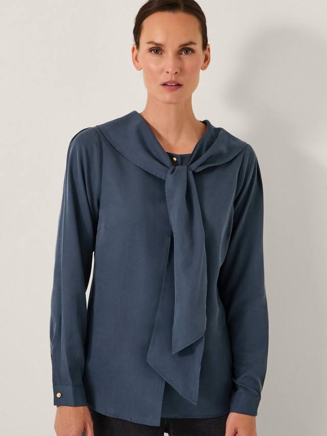 

Блузка Drew с галстучным воротником Monsoon, Blue