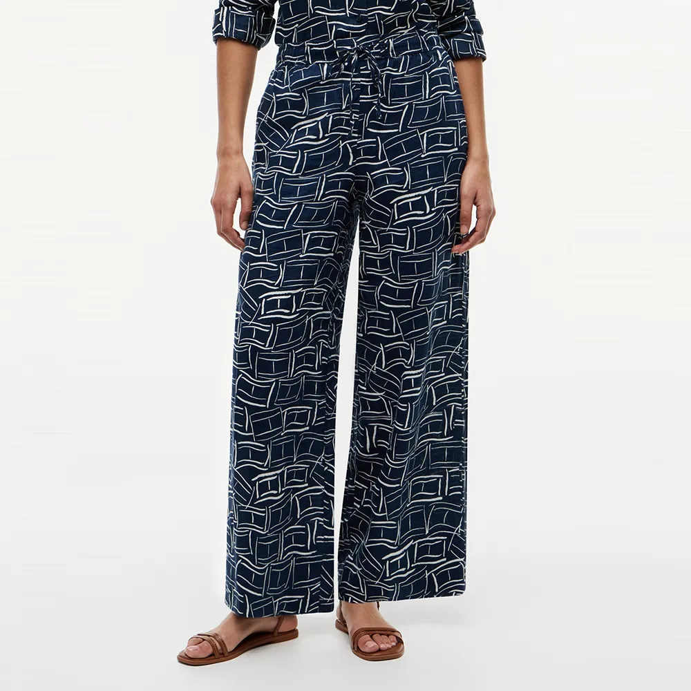 Женские льняные брюки свободного кроя небесно-голубые от Tommy Hilfiger Women — фото 2