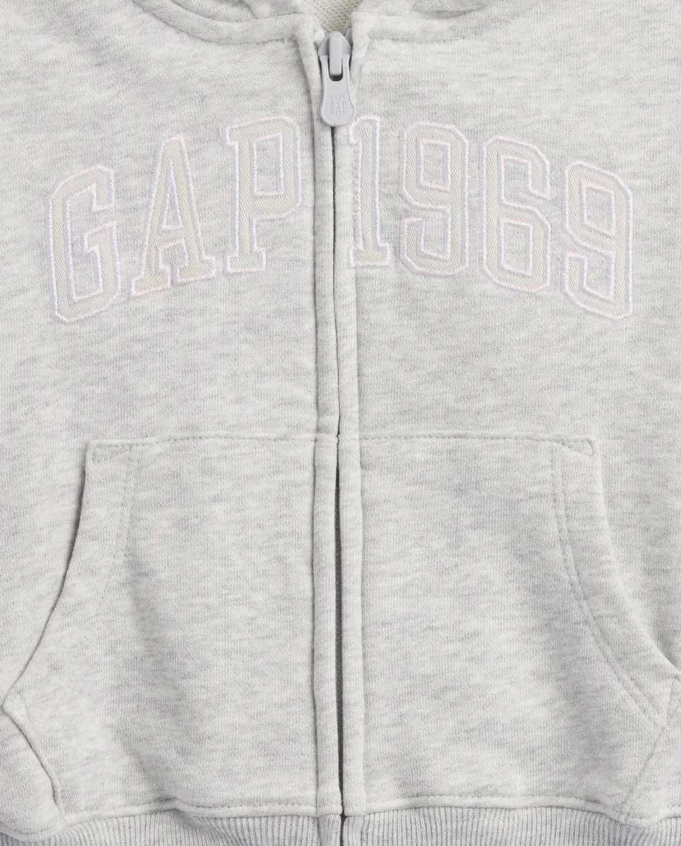 Толстовка с капюшоном и молнией для младенца Gap, белый — фото 3