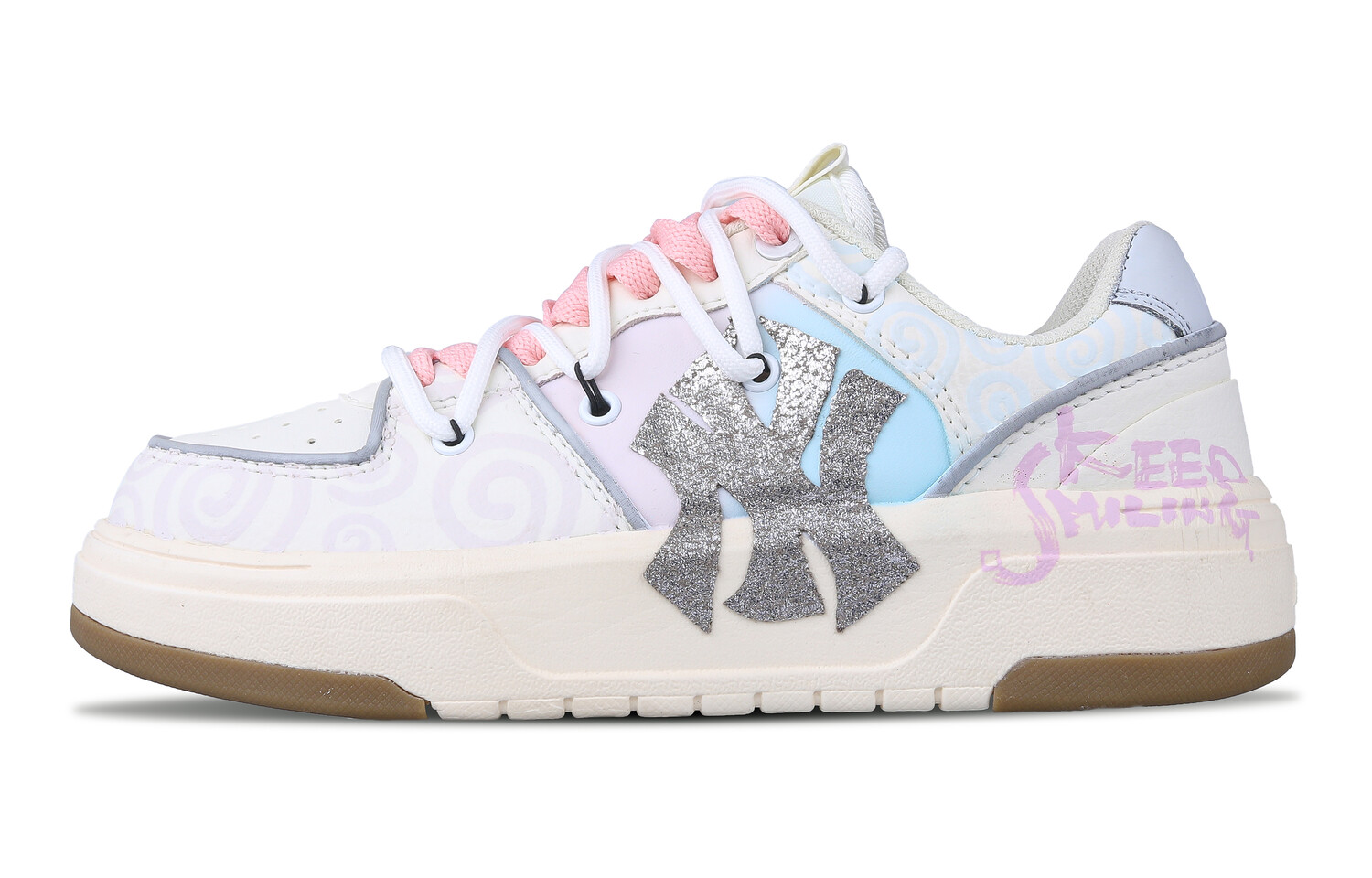 

Кроссовки MLB Chunky Liner Skateboarding Shoes Unisex Low-top Pink/Blue, белый