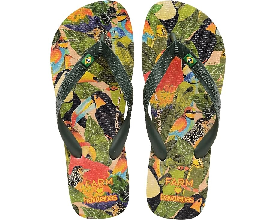 

Сандалии Havaianas Farm Rio Passaros, цвет Olive Green
