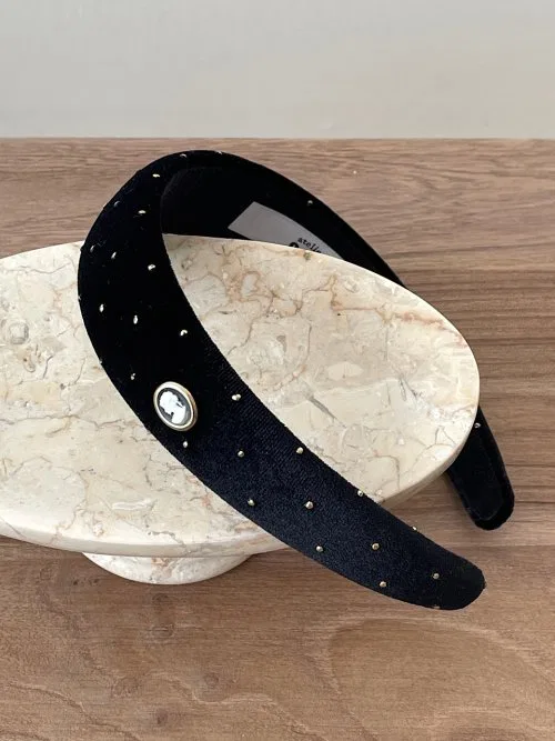 Ободок для волос Cameo Gold Dot Velvet Volume [Черный] — фото 2