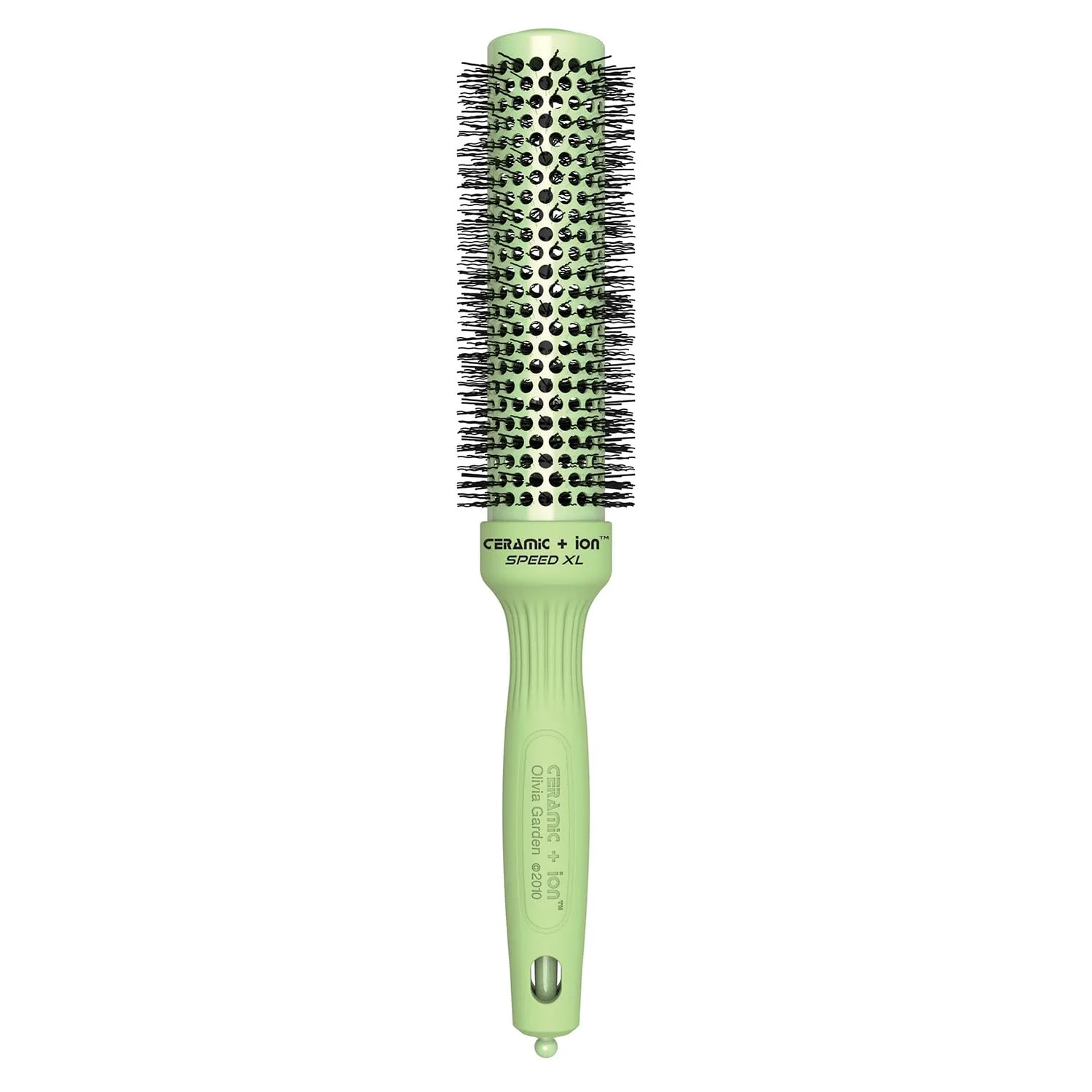 Термощетка Olivia Garden Ceramic + Ion Speed ​​XL - удлиненная круглая - не электрическая - профессиональная щетка для укладки нормальных и густых волос 3,5 см, Blossom Green