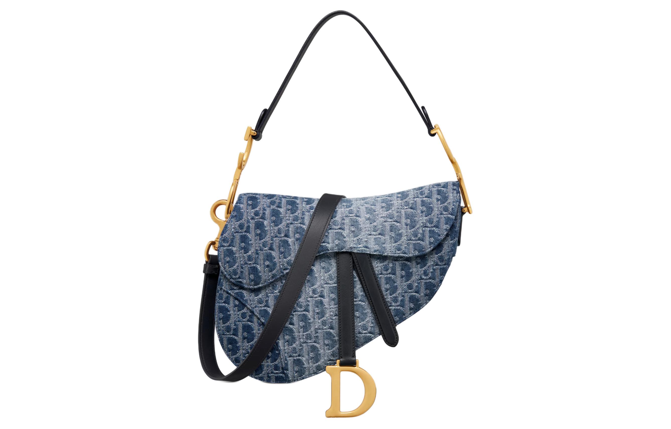 

DIOR Сумка-седло из жаккардового денима, сумка-седло, сумка через плечо, женская, синяя