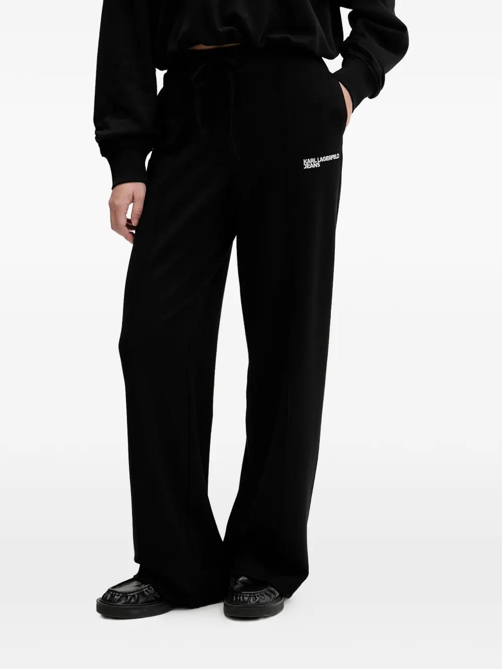 

Спортивные брюки с вышитым логотипом и эластичным поясом Karl Lagerfeld Jeans, черный