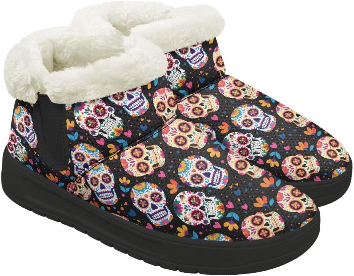 

Ботинки Forchrinse для женщин и мужчин, зимние теплые с меховой подкладкой, удобные пушистые ботинки с противоскользящей подошвой, Skeleton