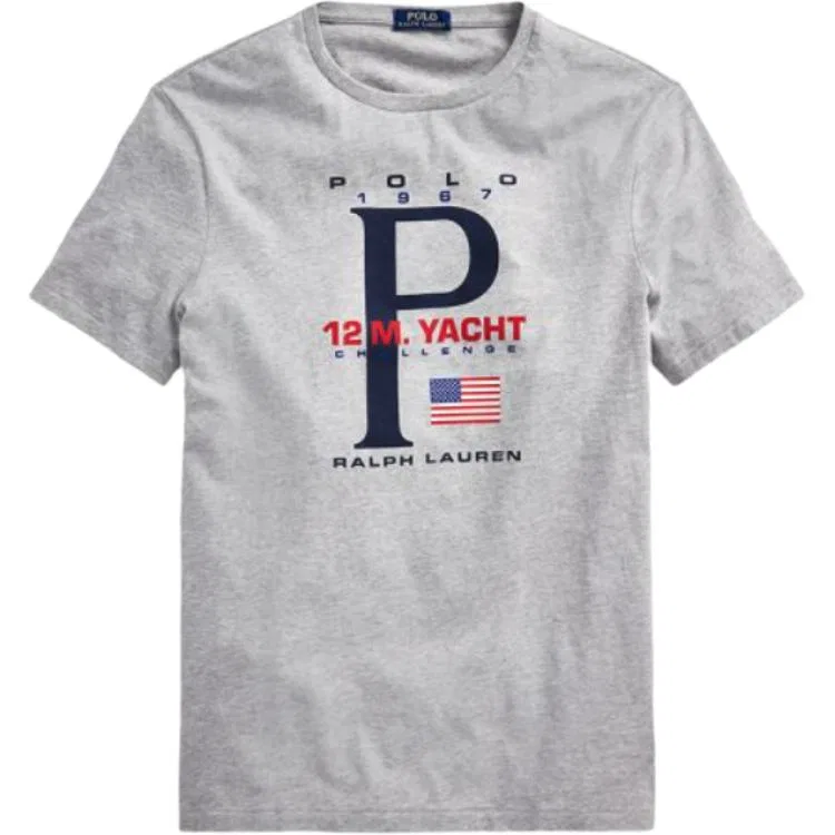 Футболка Polo Ralph Lauren серая с круглым вырезом