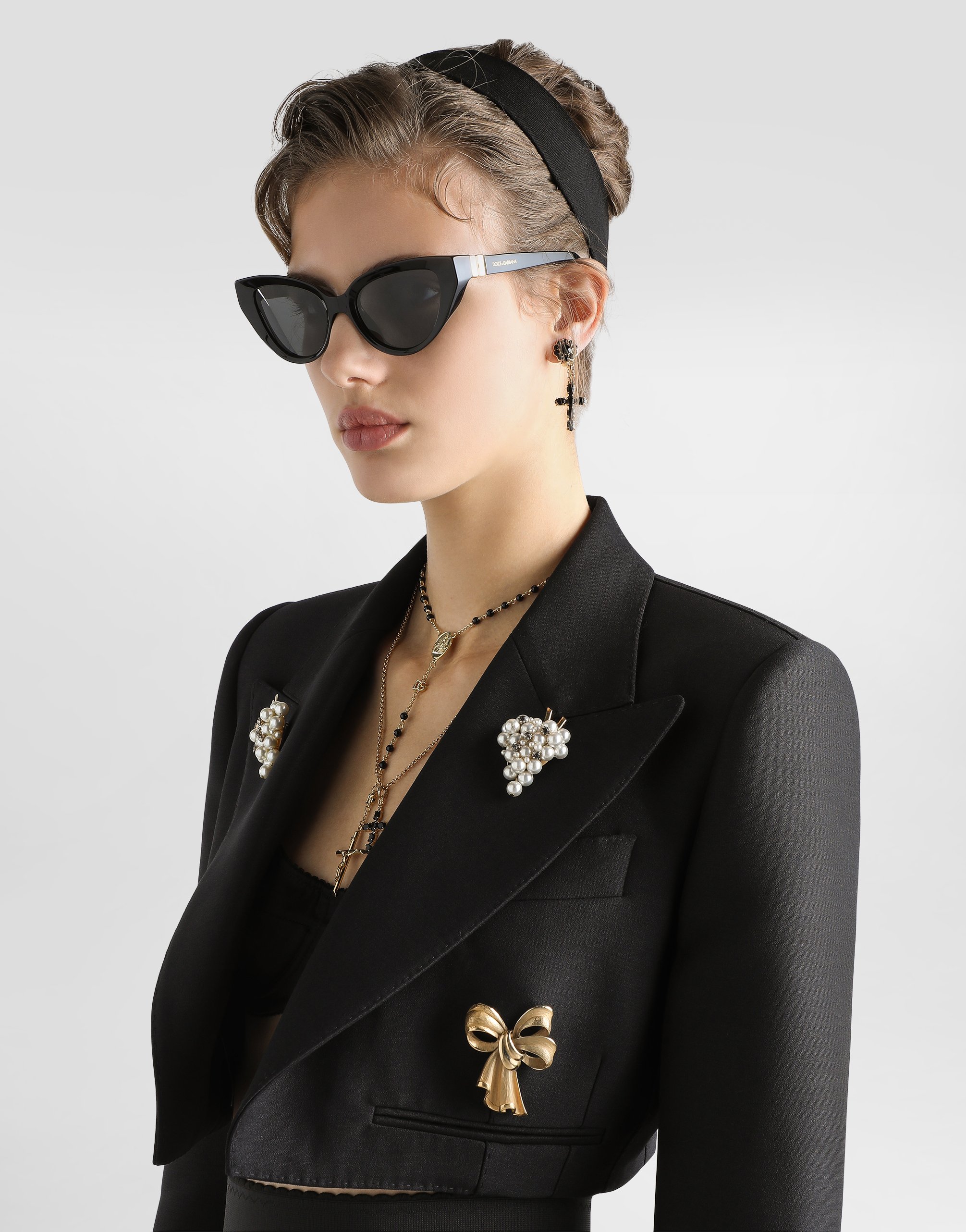 Однобортный жакет из файи Dolce & Gabbana, черный — фото 4