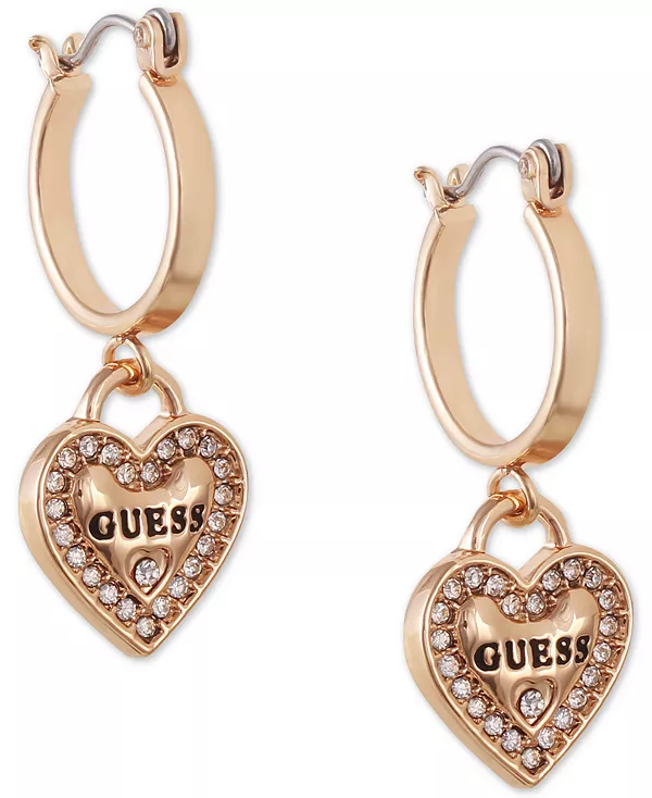 

Серьги-Сердечки с золотистыми кристаллами Guess, gold